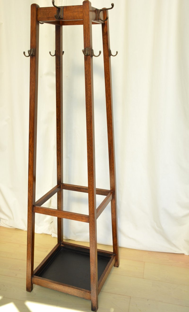 Antique English Arts and Crafts Hall Stand Coat Stand Rack - Image 2